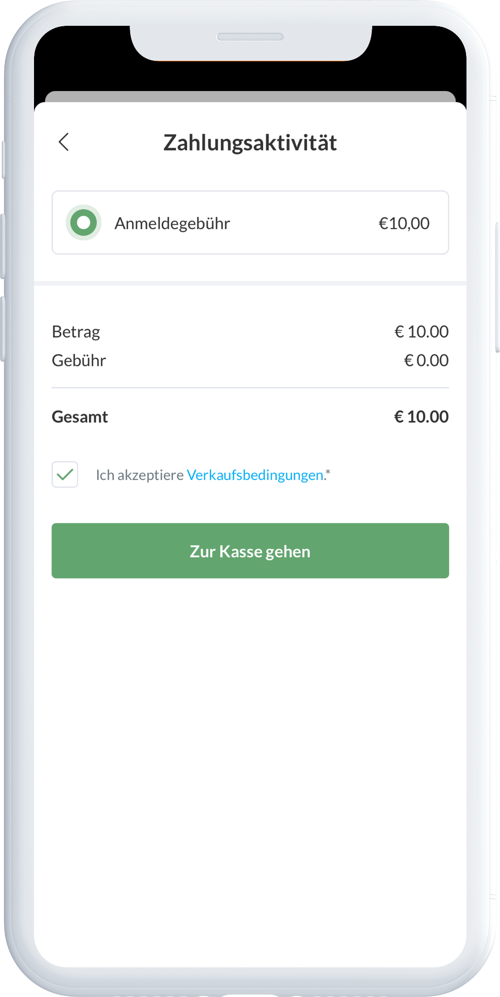 Zahlungs- und Buchungsaktivität in der SportMember App